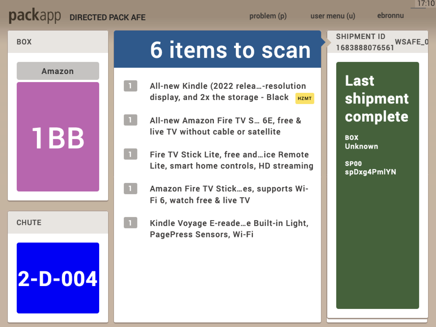 Pack station overview — legacy UI in context